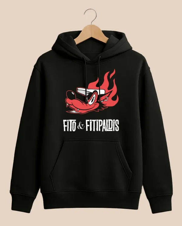 Fito&Fitipaldis - Sudadera "Lobo" sin cremallera Adulto - Negra
