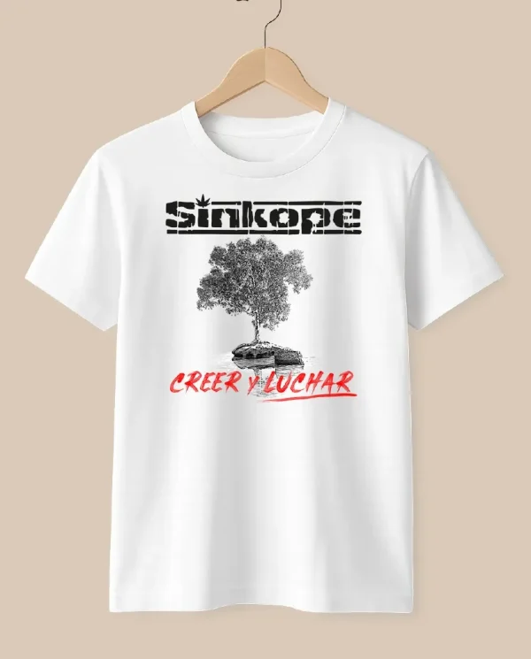 camiseta blanca sinkope portada creer y luchar