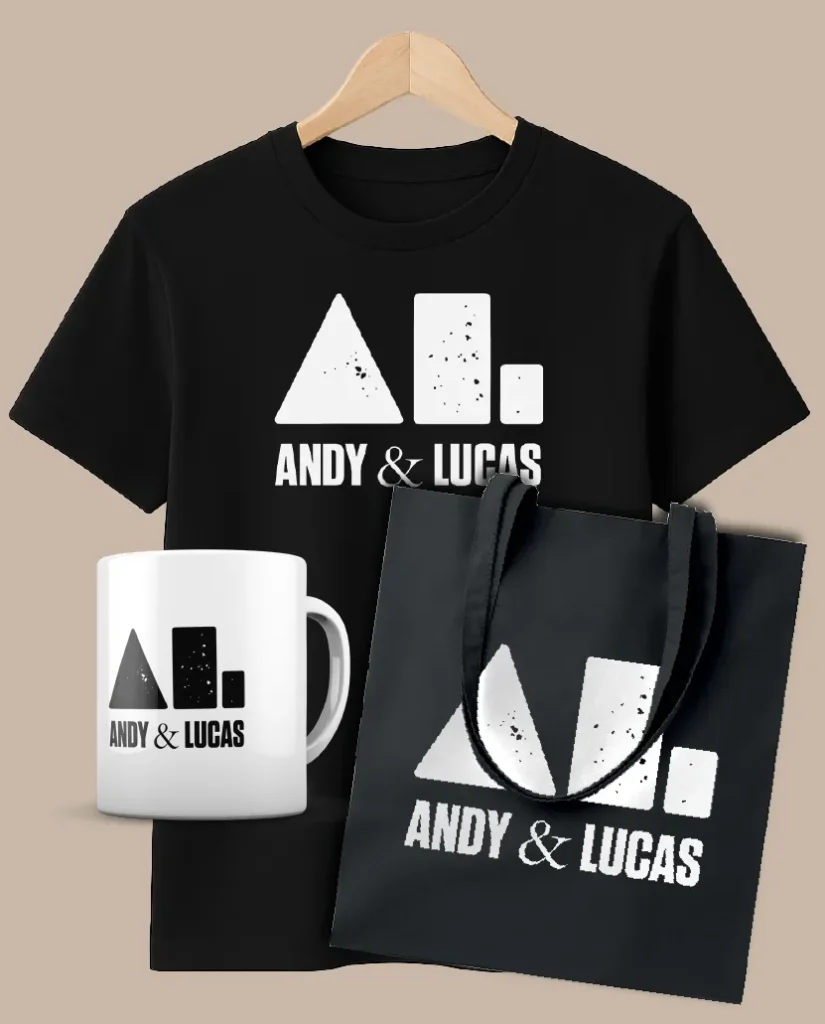 andy y lucas merchandising oficial pack tote bag y taza