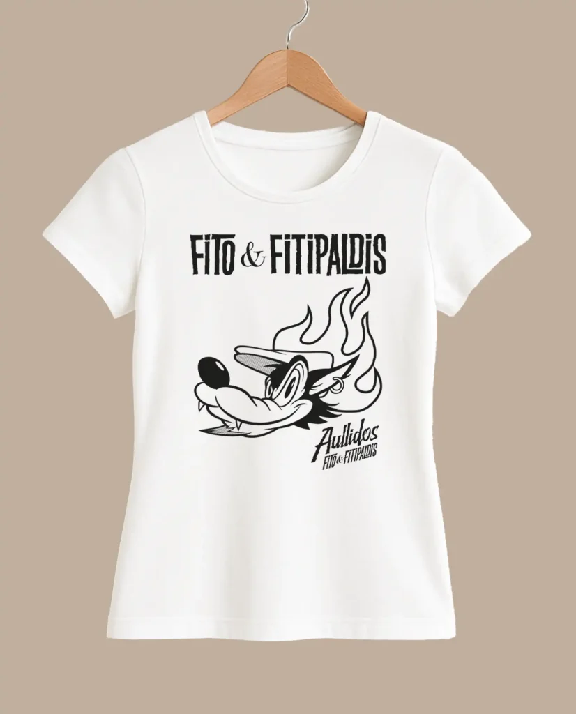 camiseta blanca lobo fito y fitipaldis merchandising oficial medicine music