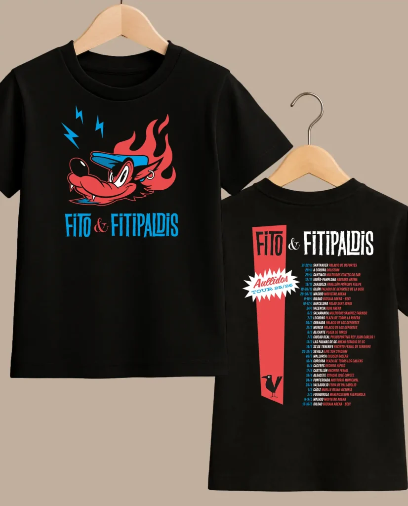 camiseta infantil gira fito y fitipaldis aullidos tour merchandising oficial medicine music