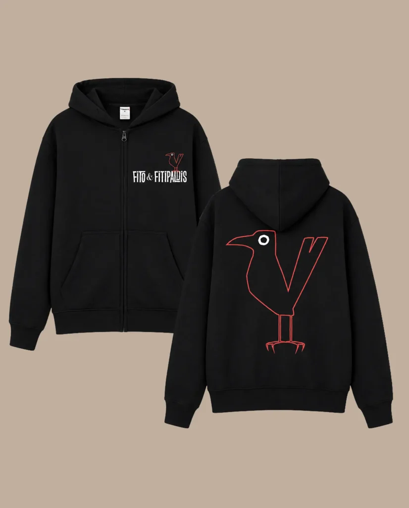 sudadera negra cremallera cuervo fito y fitipaldis merchandising oficial medicine music